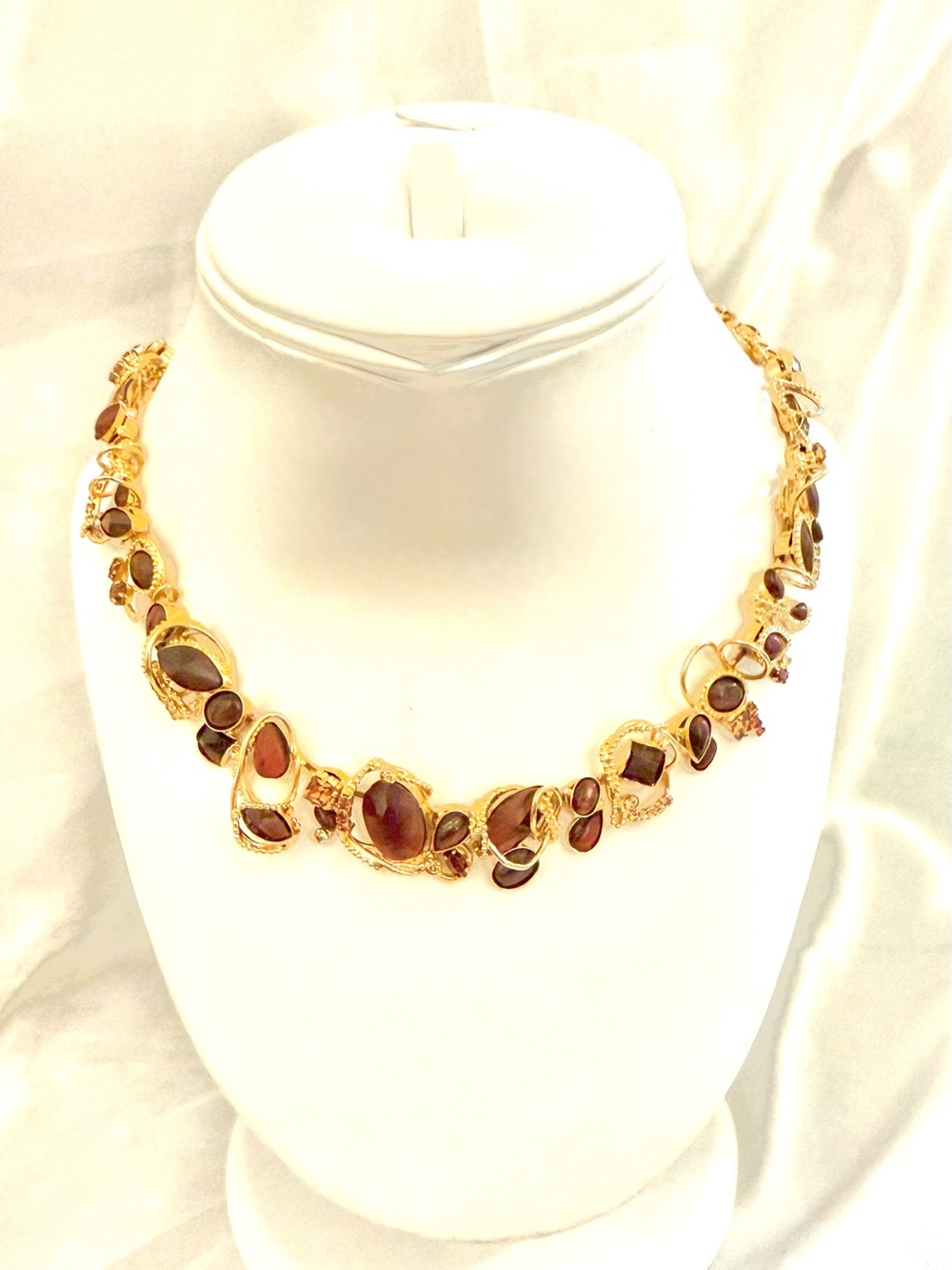 Sorrelli Amber Crystal Gold Tone Statement Bib Necklace Signed Designer
